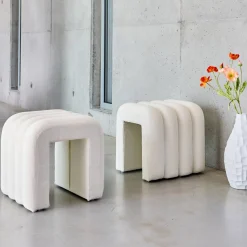 Puff contemporáneo de tela, set de 2