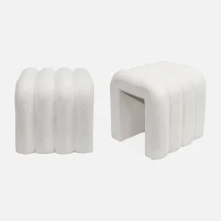 Puff contemporáneo de tela, set de 2