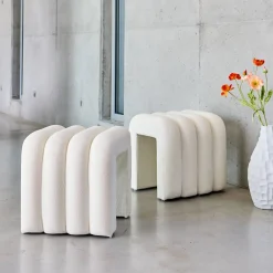 Puff contemporáneo de tela, set de 2