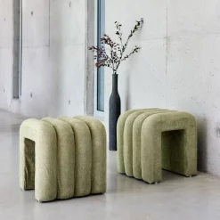Puff contemporáneo de tela, set de 2