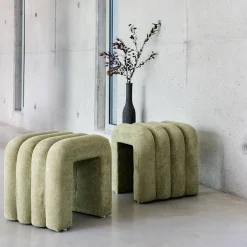 Puff contemporáneo de tela, set de 2