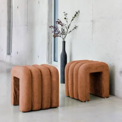 Puff contemporáneo de tela, set de 2