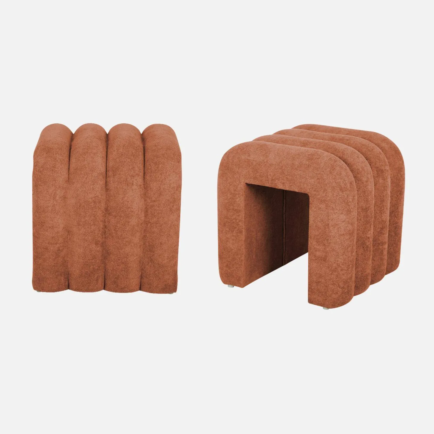Puff contemporáneo de tela, set de 2