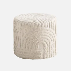 Puff redondo de borreguito con relieve