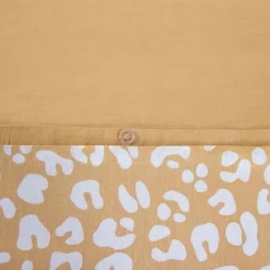 ropa de cama de algodón con estampado de leopardo amarillo, 2 plazas