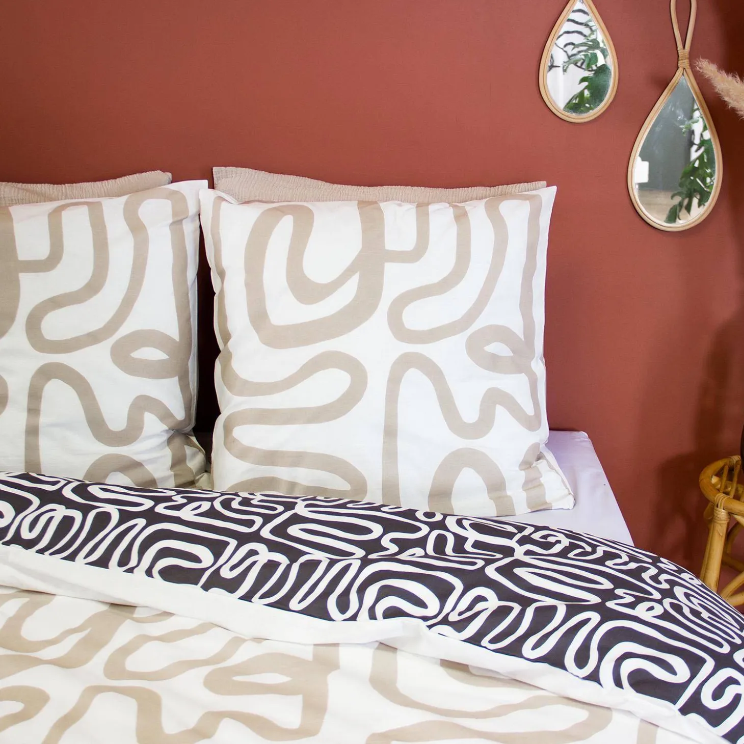 Ropa de cama de algodón reversible con diseño gráfico, 2 plazas
