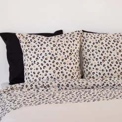 Ropa de cama de algodón reversible con estampado de leopardo, 2 plazas
