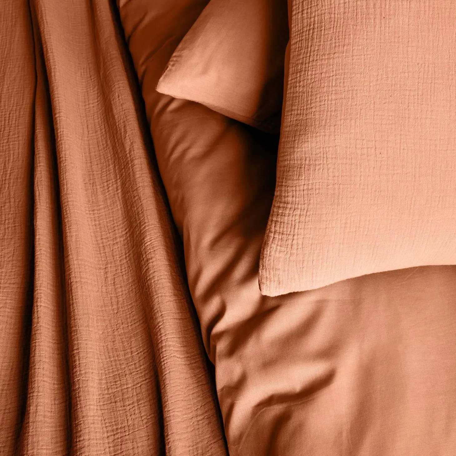 Ropa de cama de gasa de algodón terracota