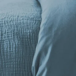 Ropa de cama de gasa de algodón azul oscuro