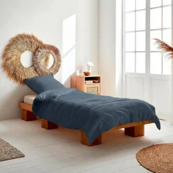 Ropa de cama de gasa de algodón azul oscuro