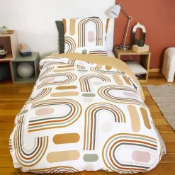 Ropa de cama de microfibra reversible naranja