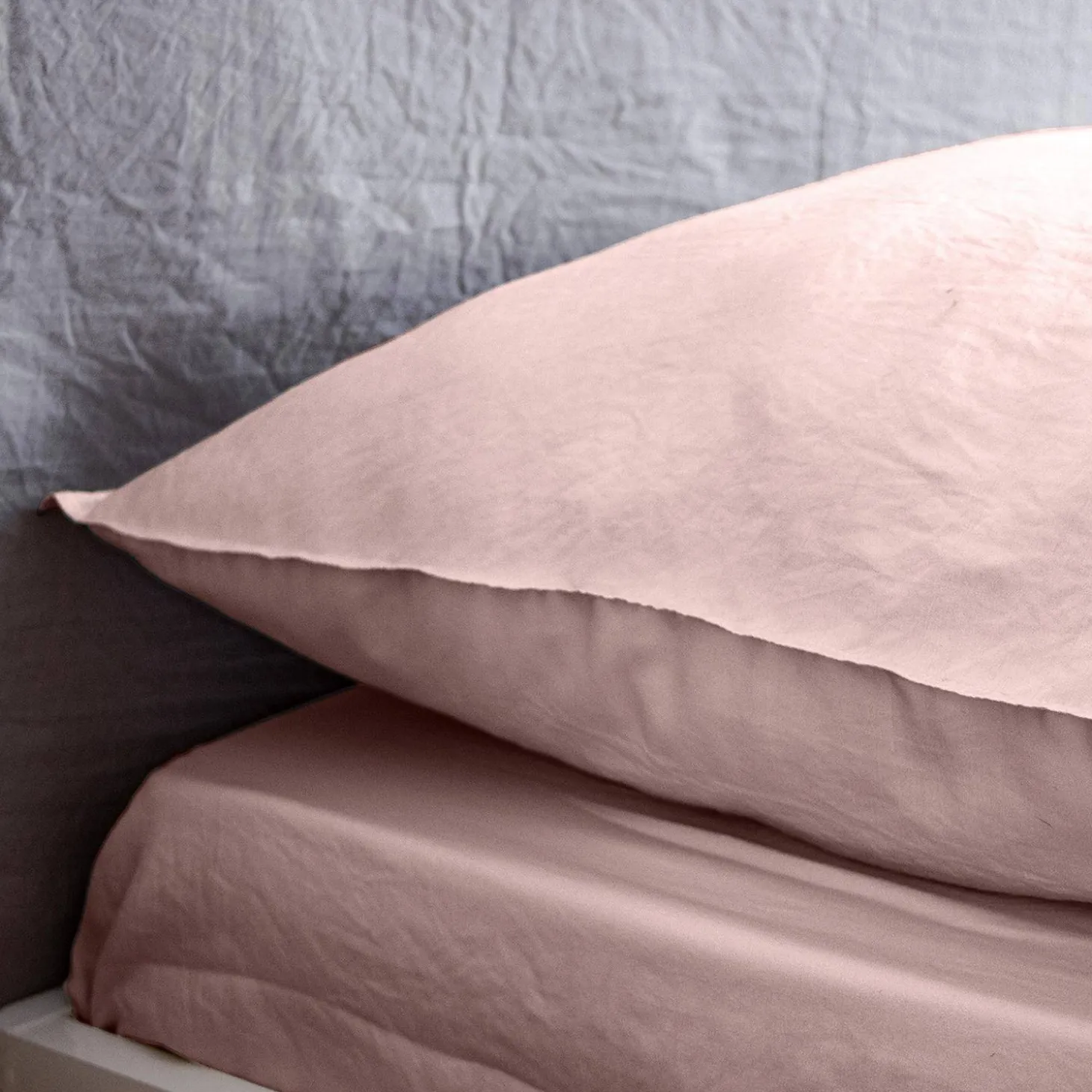 Ropa de cama de microfibra lavada color rosa, 2 plazas