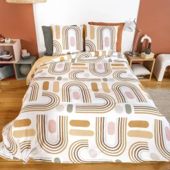 Ropa de cama de microfibra reversible naranja