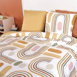 Ropa de cama de microfibra reversible naranja