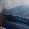 Ropa de cama de microfibra lavada color azul, 2 plazas