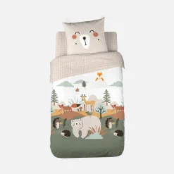 Ropa de cama de microfibra reversible impreso bosque de otoño, 1 plaza