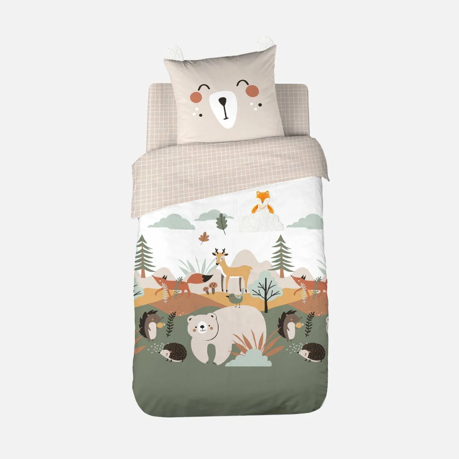 Ropa de cama de microfibra reversible impreso bosque de otoño, 1 plaza