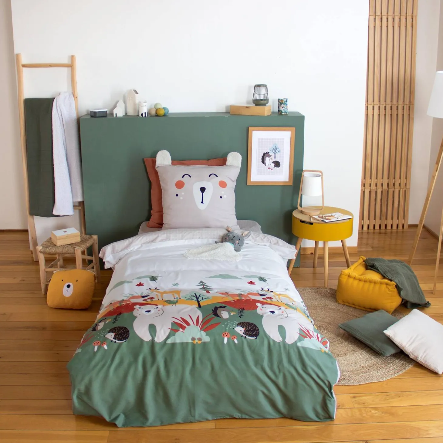 Ropa de cama de microfibra reversible impreso bosque de otoño, 1 plaza