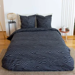 Ropa de cama de poliéster reversible estampado cebra, 2 plazas