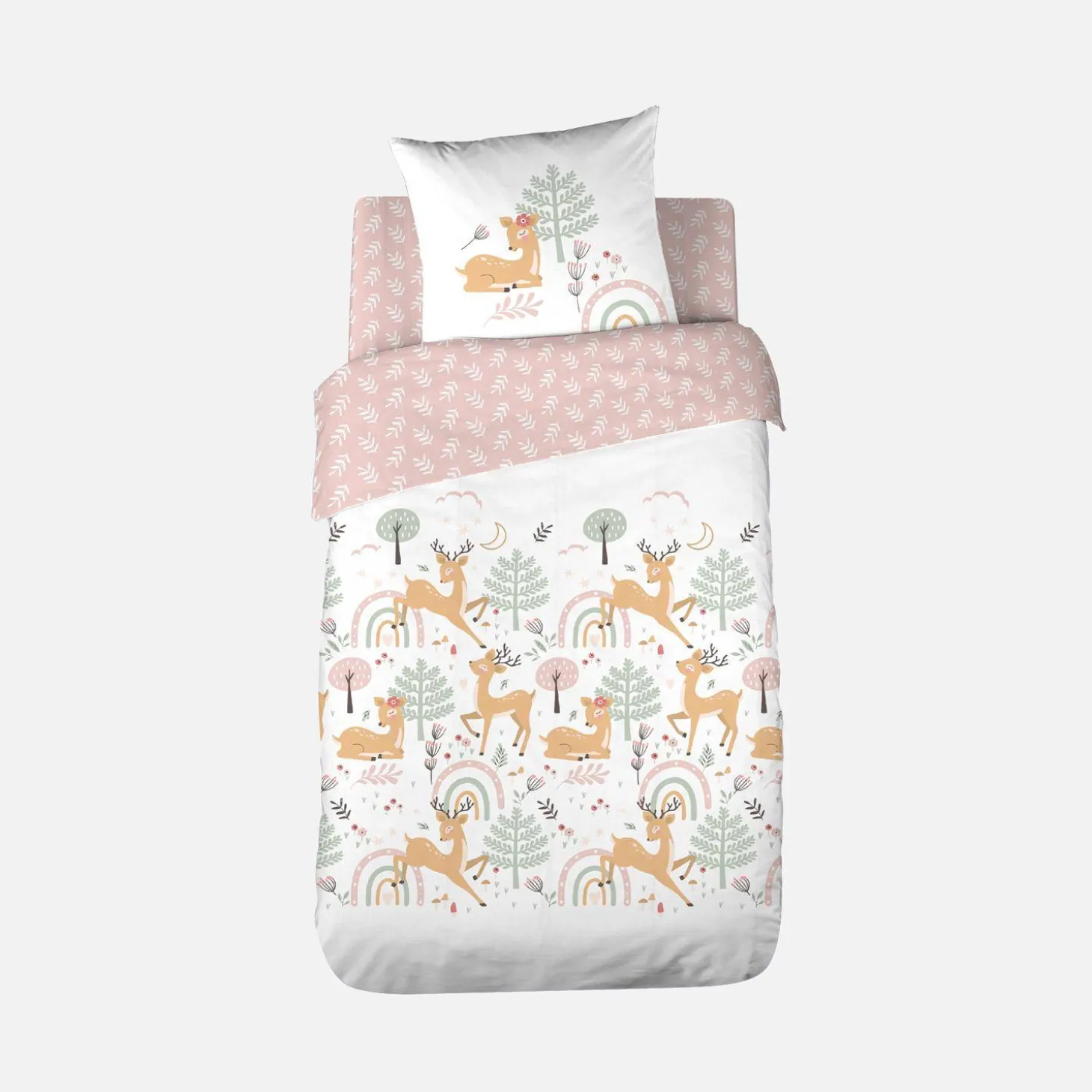 Ropa de cama reversible de microfibra estampado bosque encantado, 1 plaza