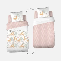 Ropa de cama reversible de microfibra estampado bosque encantado, 1 plaza
