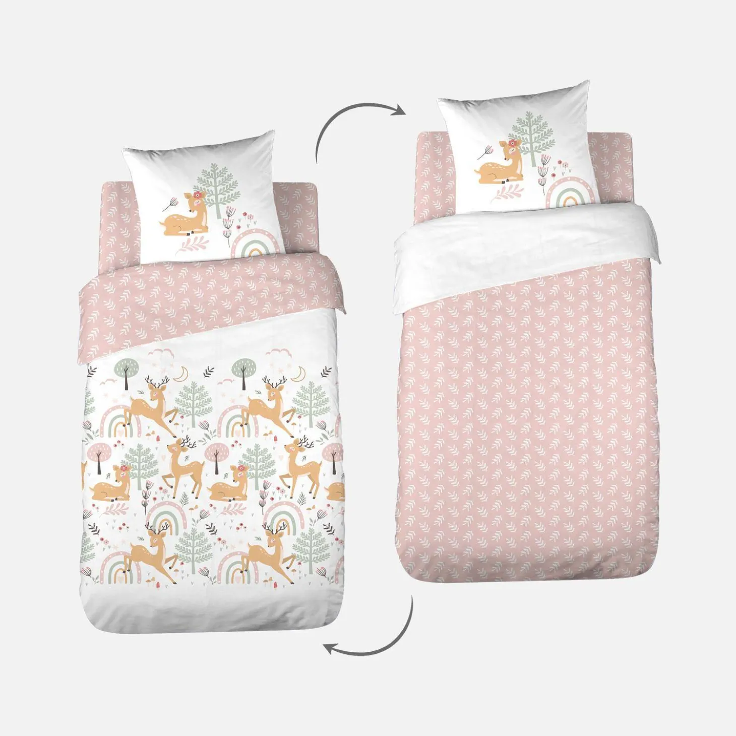 Ropa de cama reversible de microfibra estampado bosque encantado, 1 plaza