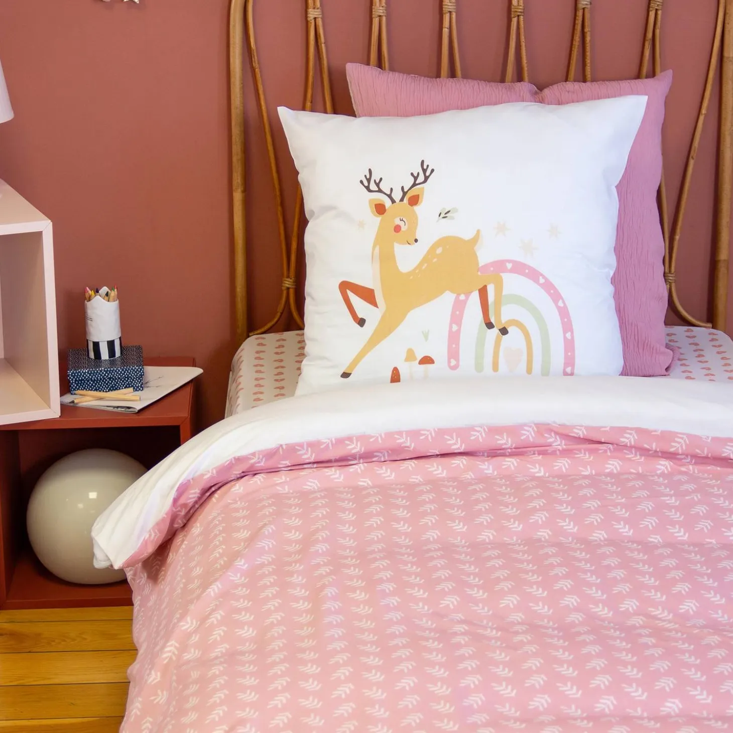 Ropa de cama reversible de microfibra estampado bosque encantado, 1 plaza