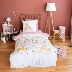 Ropa de cama reversible de microfibra estampado bosque encantado, 1 plaza