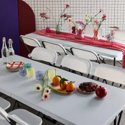 Set de 2 mesas + 12 sillas plegables portátiles para eventos