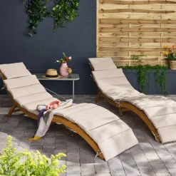 Set de 2 tumbonas de madera de acacia