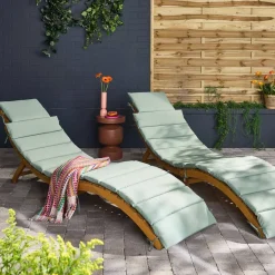 Set de 2 tumbonas de madera de acacia