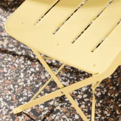 Set de jardín bistró plegable de mesa redonda de acero con 2 sillas