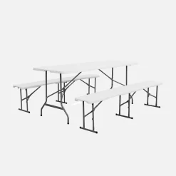 Set de mesa y bancos plegables portátiles para eventos