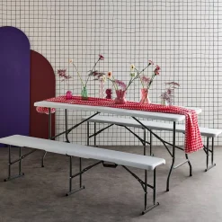 Set de mesa y bancos plegables portátiles para eventos