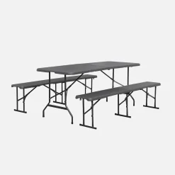 Set de mesa y bancos plegables portátiles para eventos
