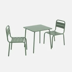 Set infantil de mesa y silla de metal con 2 sillas