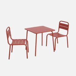Set infantil de mesa y silla de metal con 2 sillas