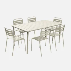 Set mesa de jardín bistró de acero con 2 sillones y 4 sillas, 160cm