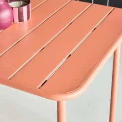 Set mesa de jardín bistró de acero con 6 sillas, 160cm