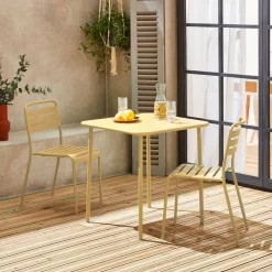 Set mesa de jardín bistró de acero con 2 sillas, 70 cm