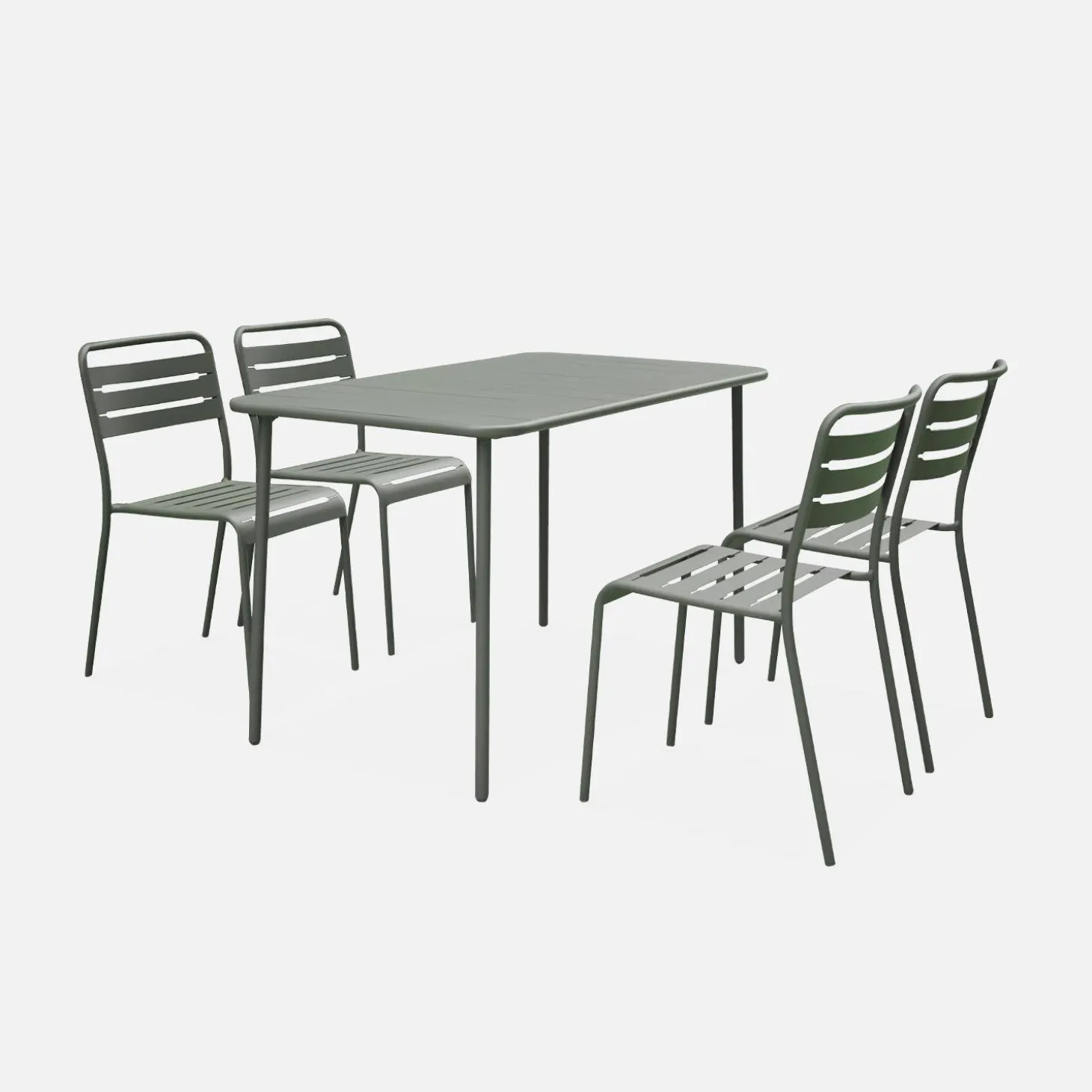 Set mesa de jardín bistró de acero con 4 sillas, 120cm
