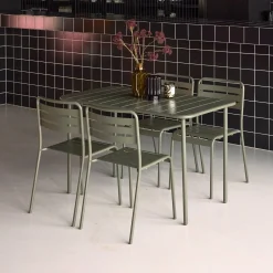 Set mesa de jardín bistró de acero con 4 sillas, 120cm