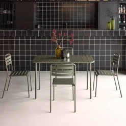 Set mesa de jardín bistró de acero con 4 sillas, 120cm