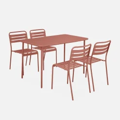 Set mesa de jardín bistró de acero con 4 sillas, 120cm