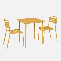 Set mesa de jardín bistró de acero con 2 sillas, 70 cm