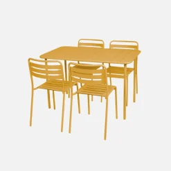 Set mesa de jardín bistró de acero con 4 sillas, 120cm