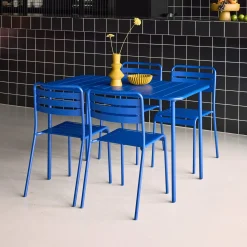 Set mesa de jardín bistró de acero con 4 sillas, 120cm