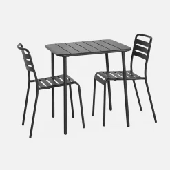 Set mesa de jardín bistró de acero con 2 sillas, 70 cm