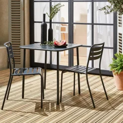 Set mesa de jardín bistró de acero con 2 sillas, 70 cm