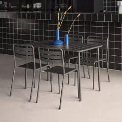 Set mesa de jardín bistró de acero con 4 sillas, 120cm